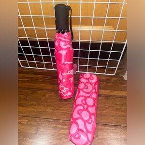 Hello Kitty Pink Bow Patterned Umbrella with cover NWT NEW